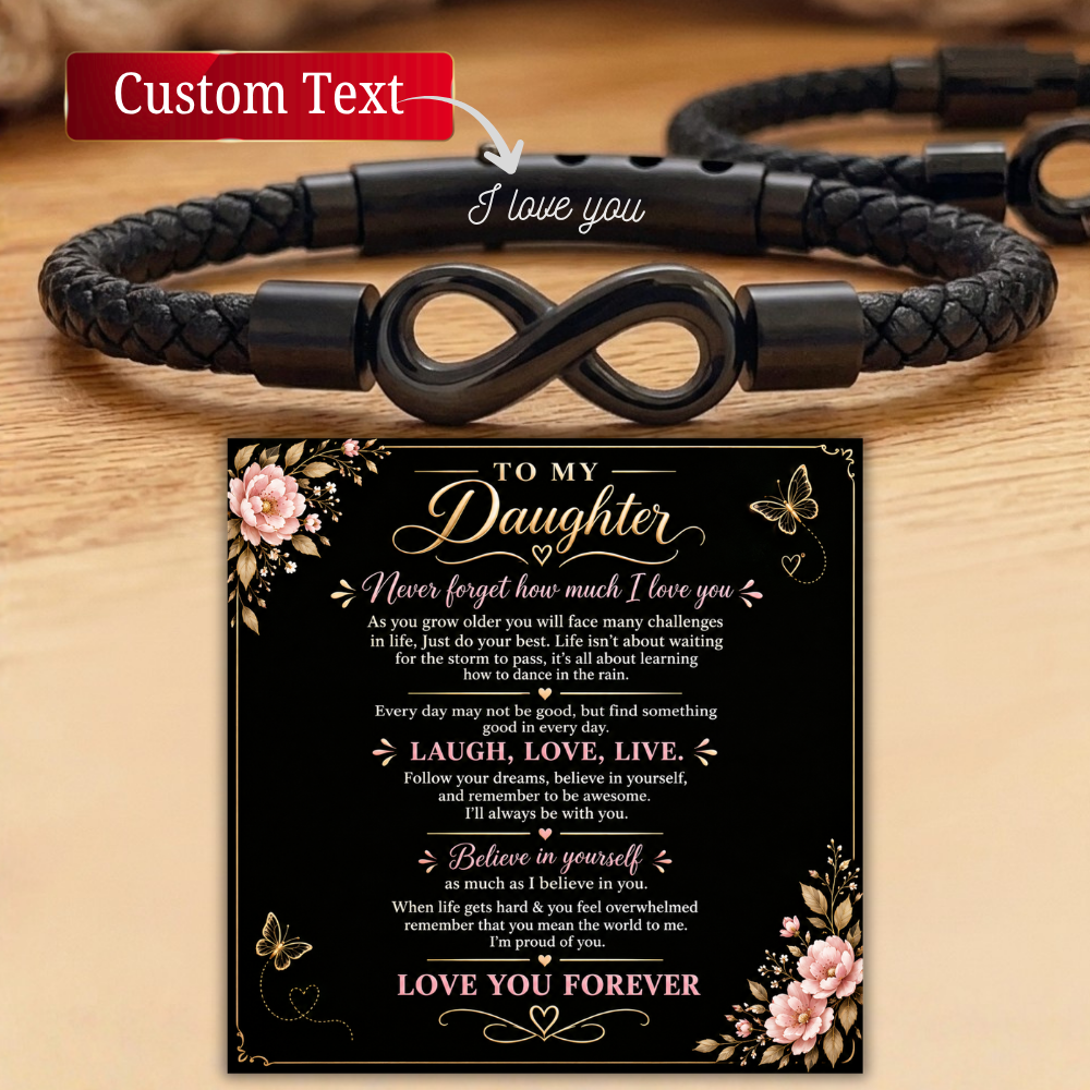 To My Daughter Bracelet Adjustable Quote bracelet Daughter Christmas Personalized inspirational bracelet, Custom Name gift from mom dad