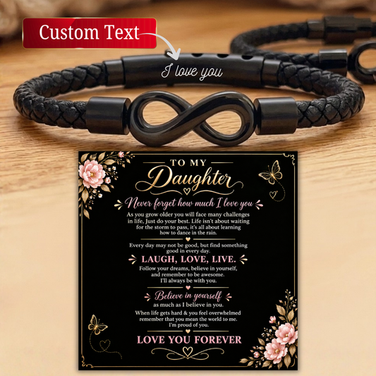 To My Daughter Bracelet Adjustable Quote bracelet Daughter Christmas Personalized inspirational bracelet, Custom Name gift from mom dad