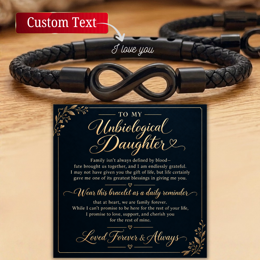 To My Unbiological Daughter Bracelet Cuatom Gift from Mom Dad, Personalized Bonus Daughter Bracelet Message Card  Christmas gift Daughter