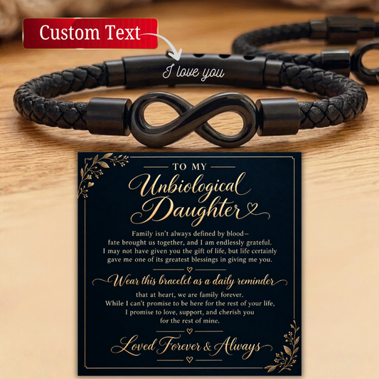 To My Unbiological Daughter Bracelet Cuatom Gift from Mom Dad, Personalized Bonus Daughter Bracelet Message Card  Christmas gift Daughter