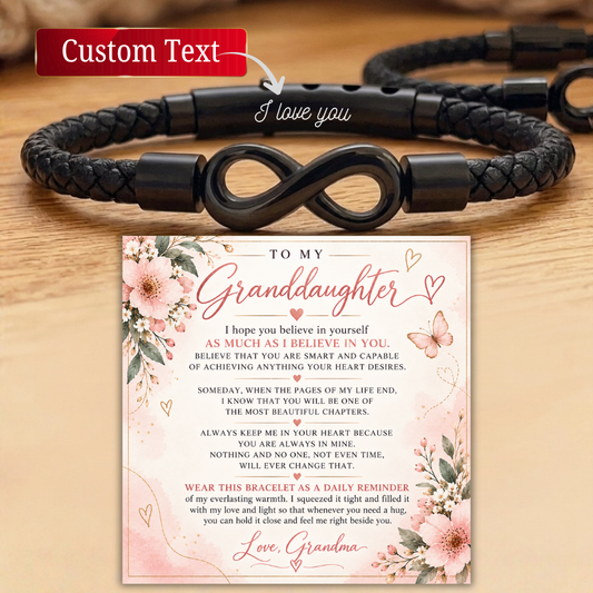 Granddaughter Bracelet from Grandma, Personalized Granddaughter Gift, Engraved Infinity Bracelet, Birthday Christmas Gift for Granddaughter