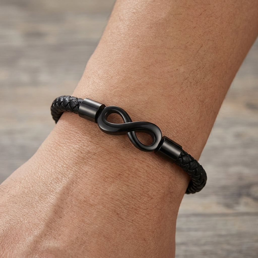 Christmas Gift for Nephew Personalized Black Braided Leather Infinity Bracelet To My Nephew Card Birthday Christmas Gift for Nephew Jewelry