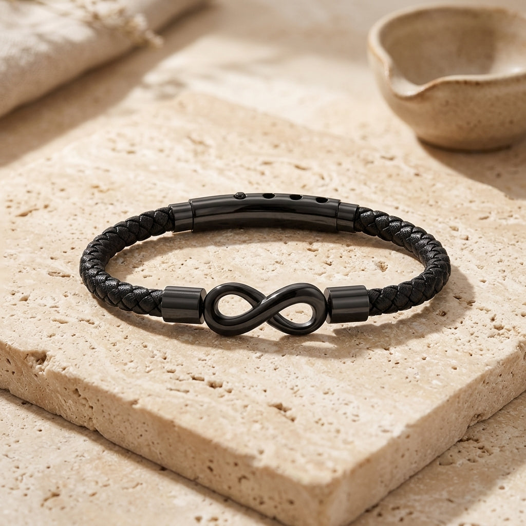 Christmas Gift for Nephew Personalized Black Braided Leather Infinity Bracelet To My Nephew Card Birthday Christmas Gift for Nephew Jewelry